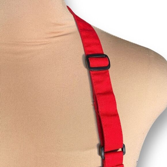 Starbucks Christmas Red Barista Full Apron Green Embroidered Logo Tie Back - Picture 3 of 15